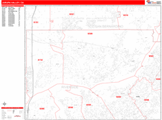 Jurupa Valley Wall Map Zip Code Red Line Style 2024